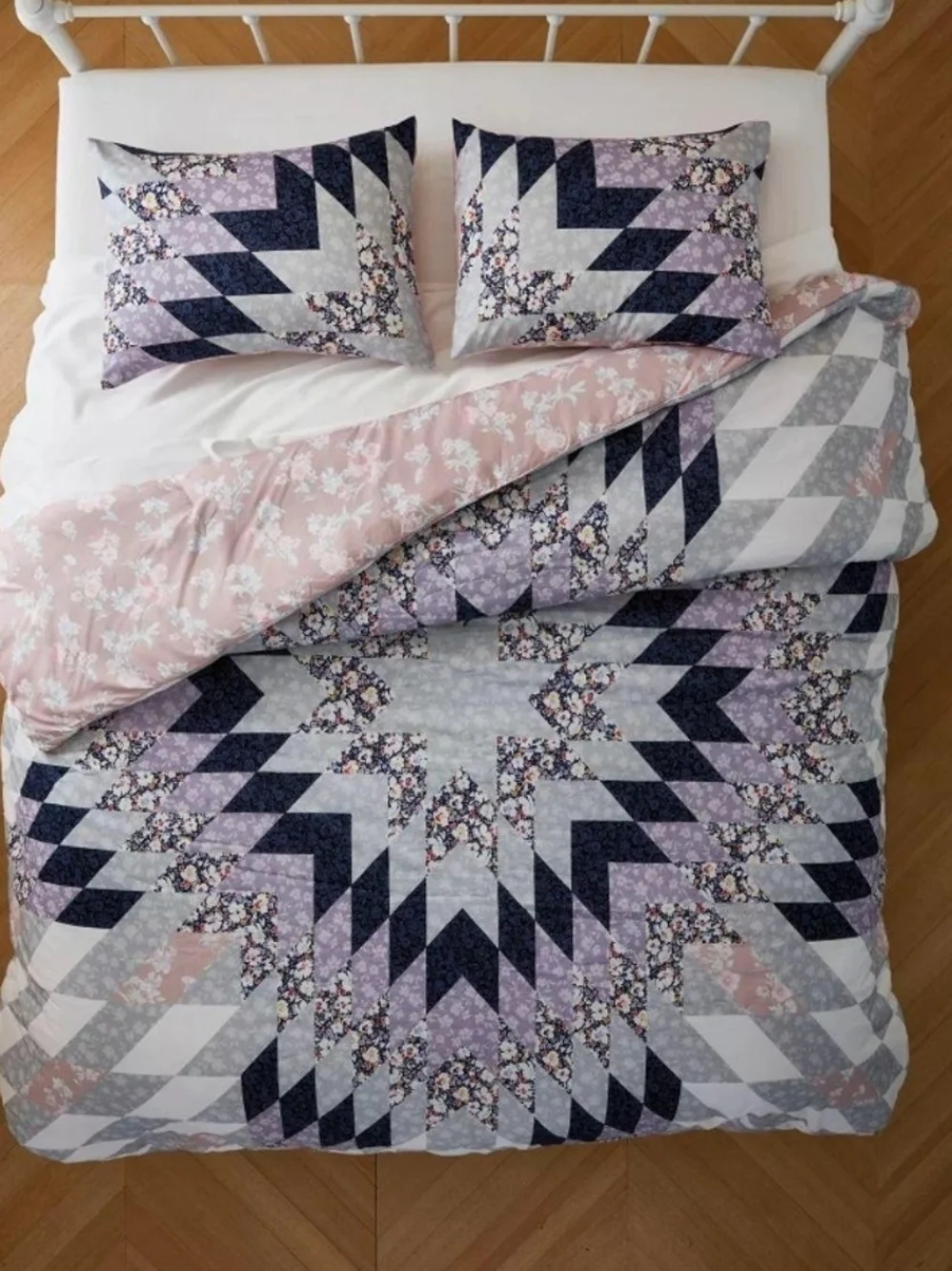 Wild Sage Comforter Set in Lavender and Navy Full/Queen